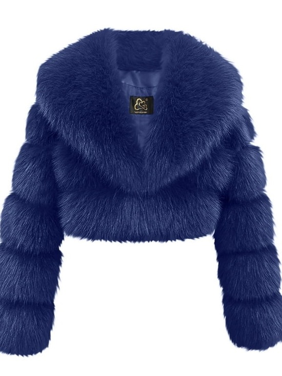 The Unbranded Brand Jackets & Blazers - Fampuguizhen Women’s M  Faux Fur Cropped Jacket Navy Blue Bolero Shrug Coat NWT